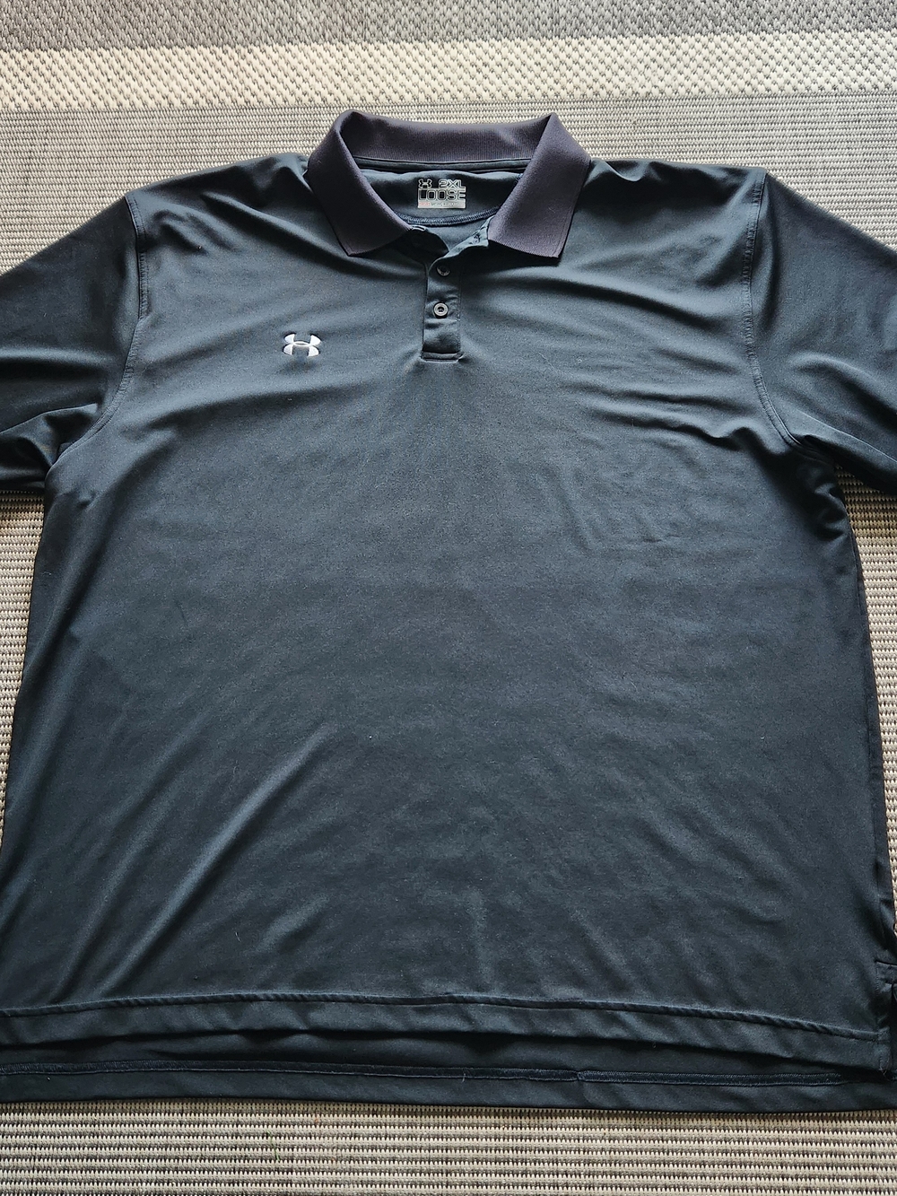 Under Armour Golf Polo Shirt Mens 2XL XXL Black Loose Fit HeatGear Performance